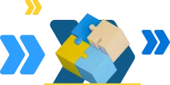 Vier ineinandergreifende 3D-Puzzleteile
