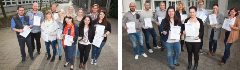 Die Lehrgänge Personalfachkaufmann IHK und Fachkaufmann für Einkauf und Logistik IHK werden verabschiedet.